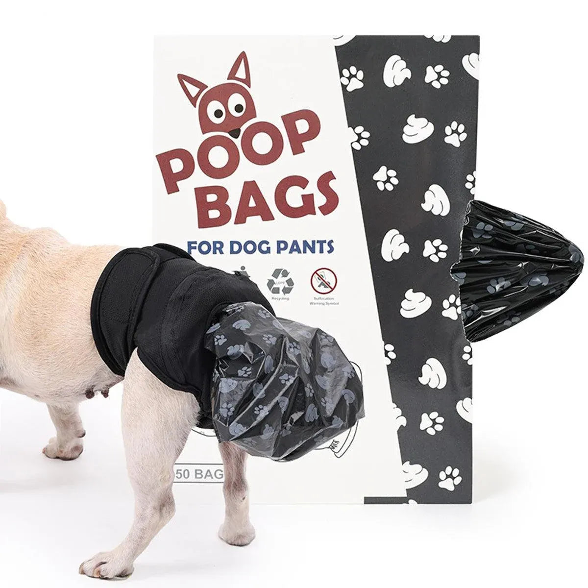 Dog Pet Portable Poop Collection Pants Outing Physiological Pants with Poop Bag - M