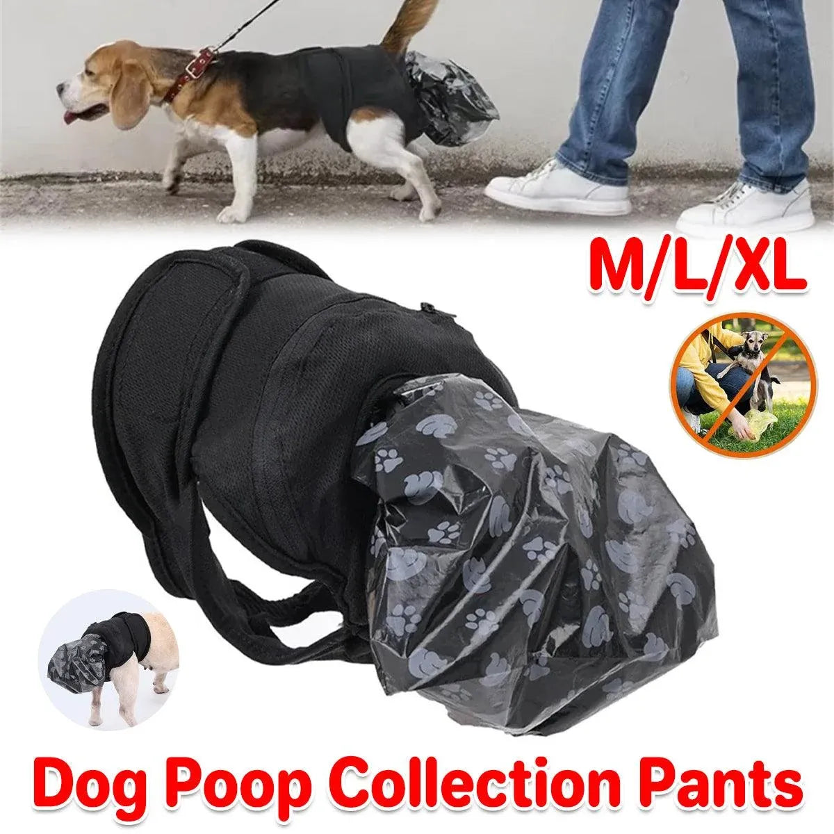 Dog Pet Portable Poop Collection Pants Outing Physiological Pants with Poop Bag - M