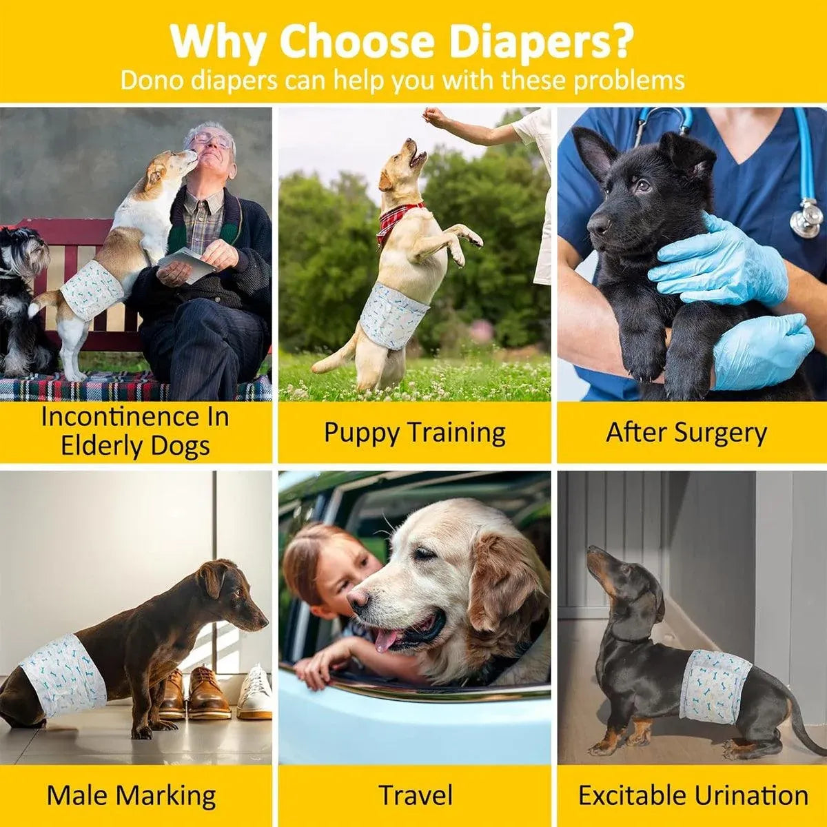 Male Dog Diapers Physiological Pants for Dogs Leakproof Diaper Pants Male Pets - S-12PCS