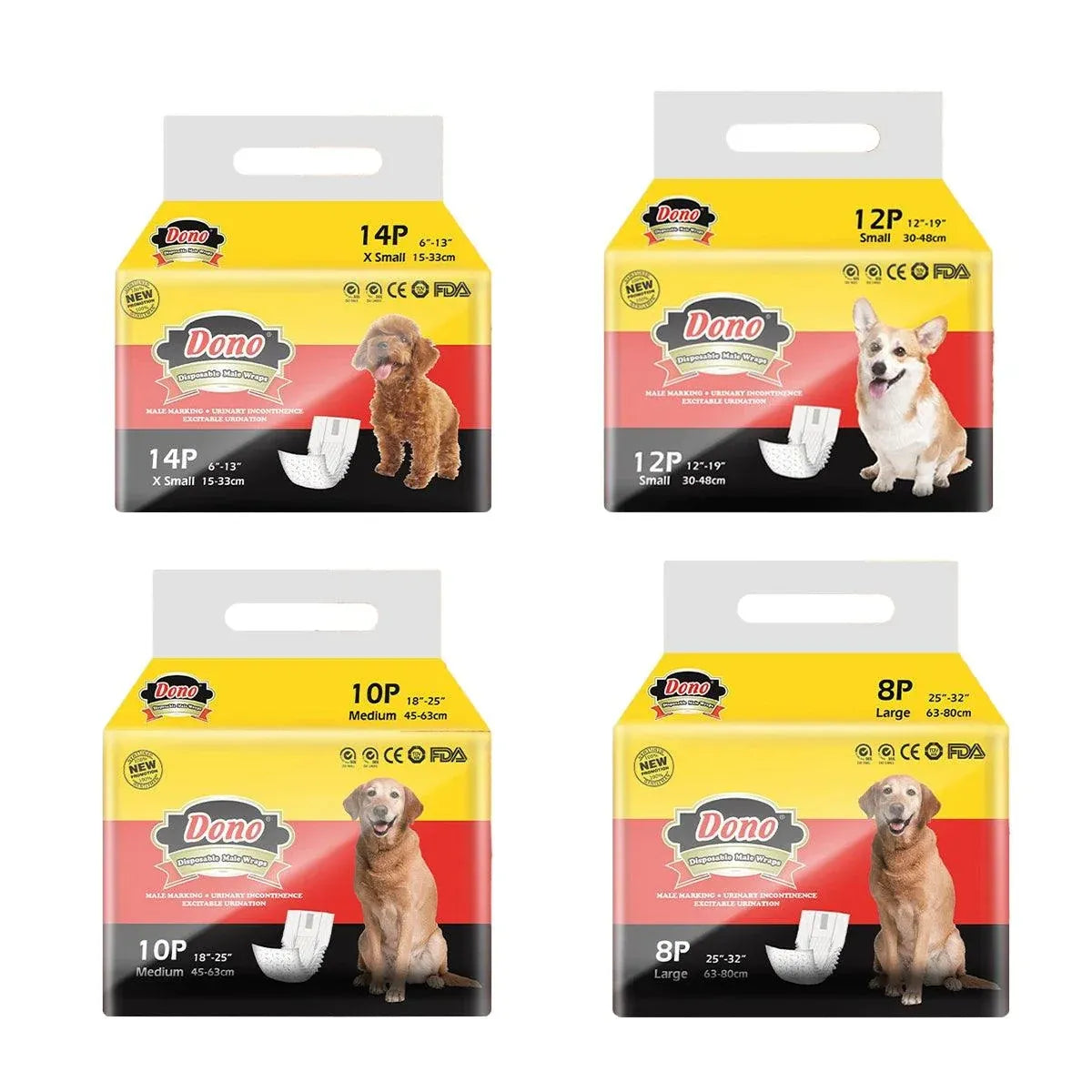 Male Dog Diapers Physiological Pants for Dogs Leakproof Diaper Pants Male Pets - XS-14PCS