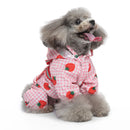 Strawberry Checkered Cat Raincoat Outdoor Rainy Days Dog Raincoat Fashionable - M