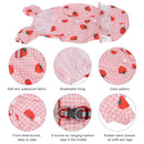 Strawberry Checkered Cat Raincoat Outdoor Rainy Days Dog Raincoat Fashionable - S