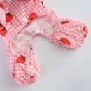 Strawberry Checkered Cat Raincoat Outdoor Rainy Days Dog Raincoat Fashionable - S