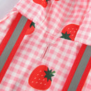 Strawberry Checkered Cat Raincoat Outdoor Rainy Days Dog Raincoat Fashionable - S