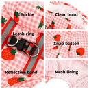 Strawberry Checkered Cat Raincoat Outdoor Rainy Days Dog Raincoat Fashionable - XS