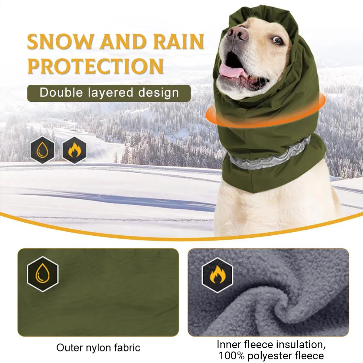 Winter Dog Head Cover Dog Scarf Set Cold Proof Warm Soft for Dogs Outdoor Use - L