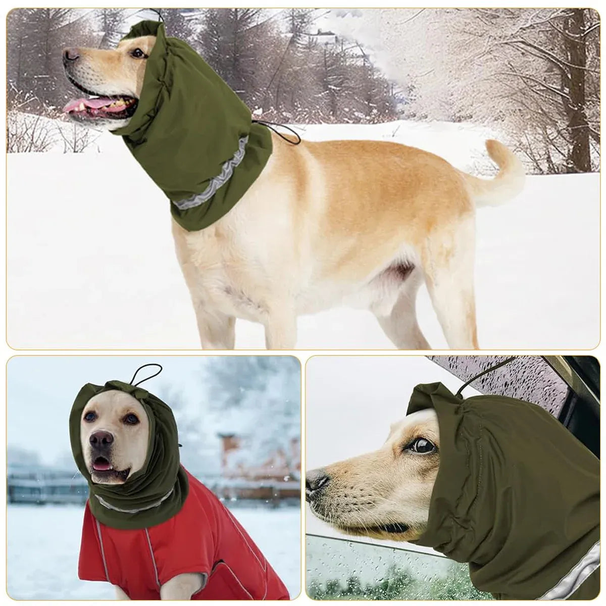 Winter Dog Head Cover Dog Scarf Set Cold Proof Warm Soft for Dogs Outdoor Use - M