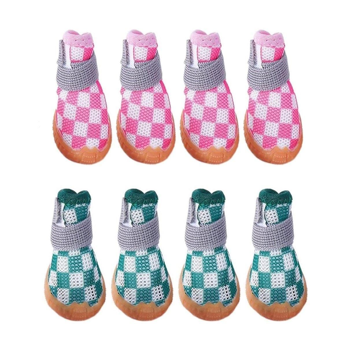 4pcs Breathable Mesh Dog Shoes Small Pets Puppy Paw Protection Summer Boots - Pink-2
