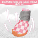 4pcs Breathable Mesh Dog Shoes Small Pets Puppy Paw Protection Summer Boots - Pink-4