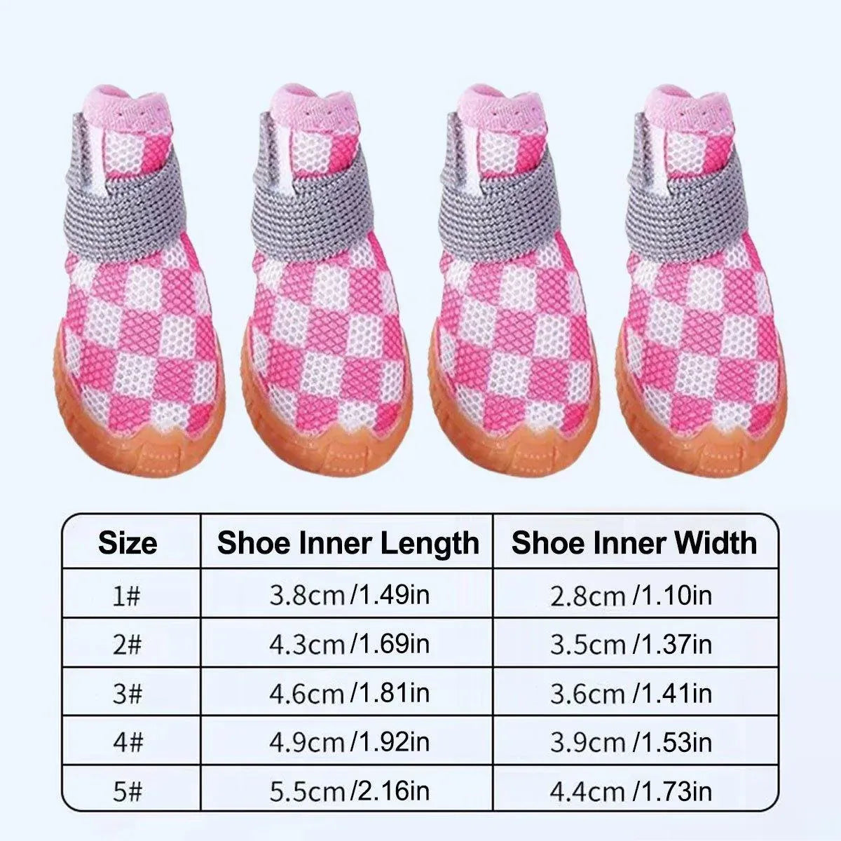 4pcs Breathable Mesh Dog Shoes Small Pets Puppy Paw Protection Summer Boots - Pink-5