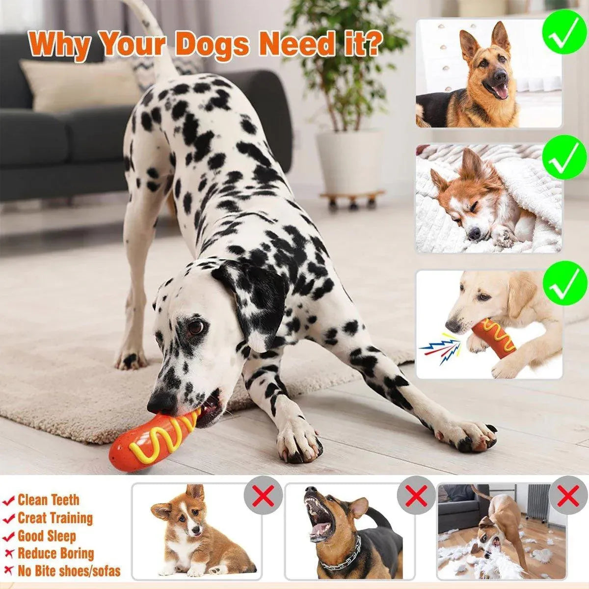 Dog Chew Toy Baked Sausage Ham Squeaky Pet Toy Bite Resistant Grinding Bar