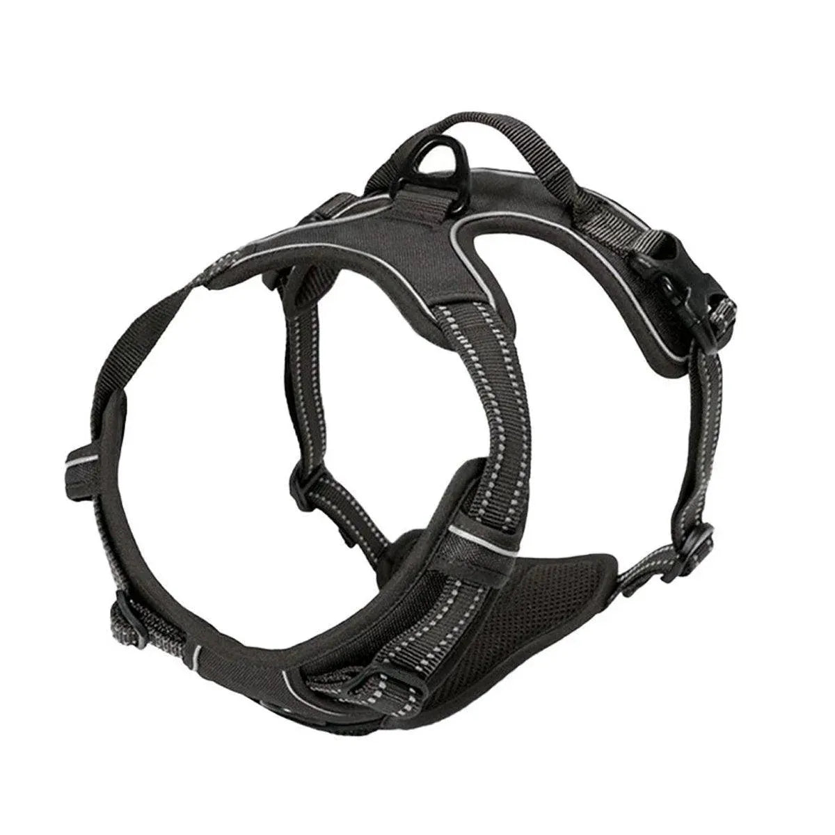 Adjustable No-Pull Dog Harness Vest S-XL Reflective Pet Training Outdoor Handle - Black-M