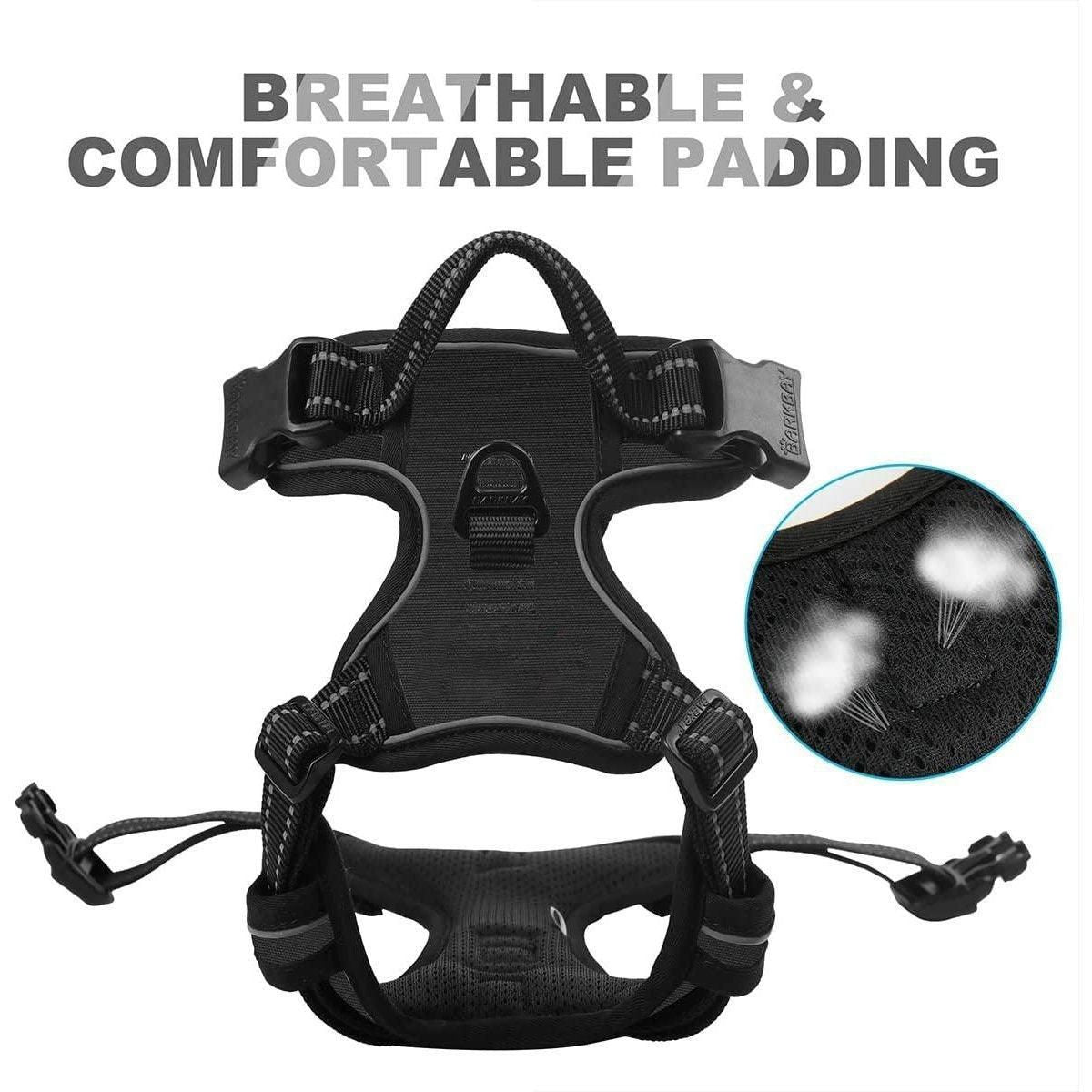 Adjustable No-Pull Dog Harness Vest S-XL Reflective Pet Training Outdoor Handle - Blue-M