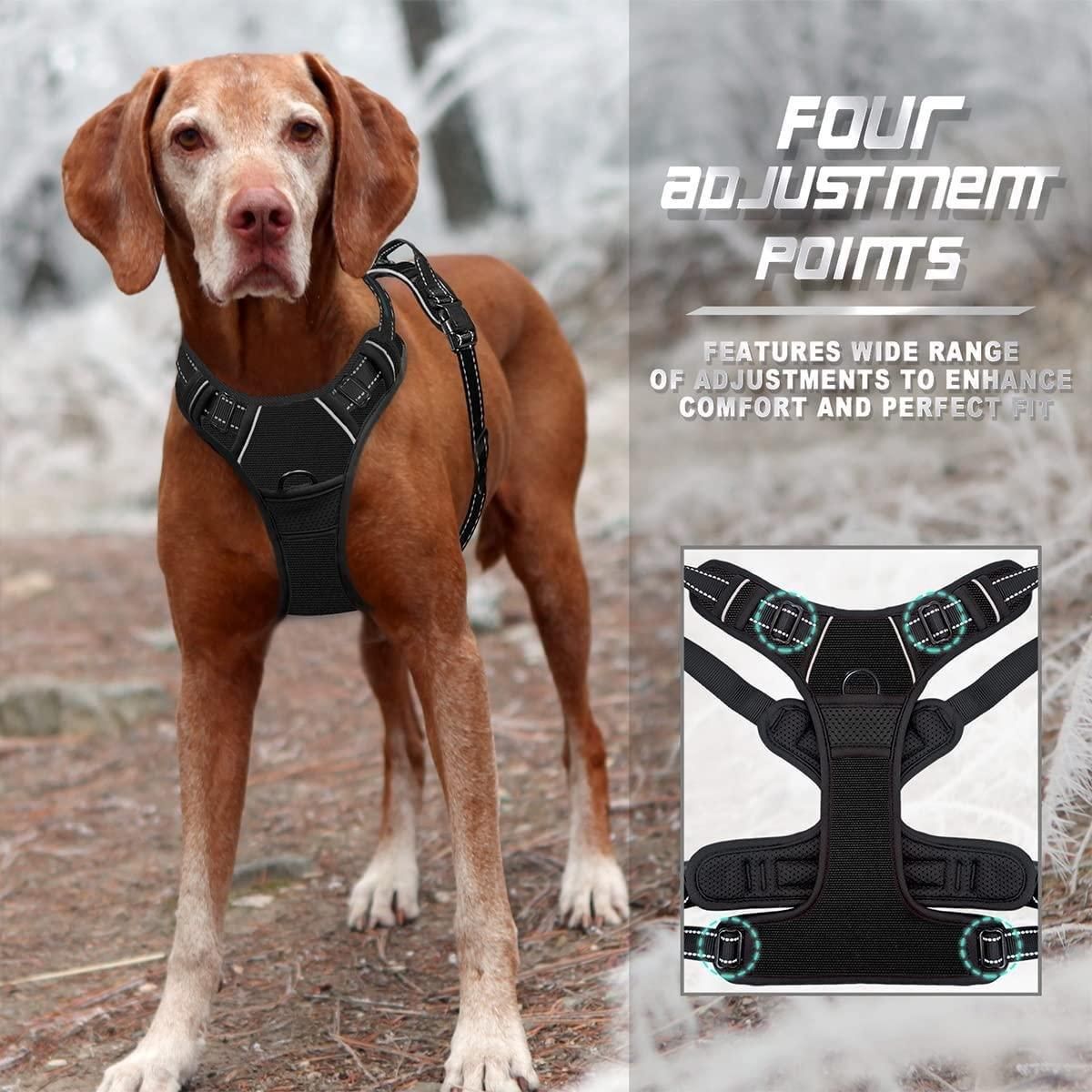 Adjustable No-Pull Dog Harness Vest S-XL Reflective Pet Training Outdoor Handle - Blue-S