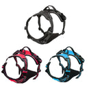 Adjustable No-Pull Dog Harness Vest S-XL Reflective Pet Training Outdoor Handle - Blue-XL