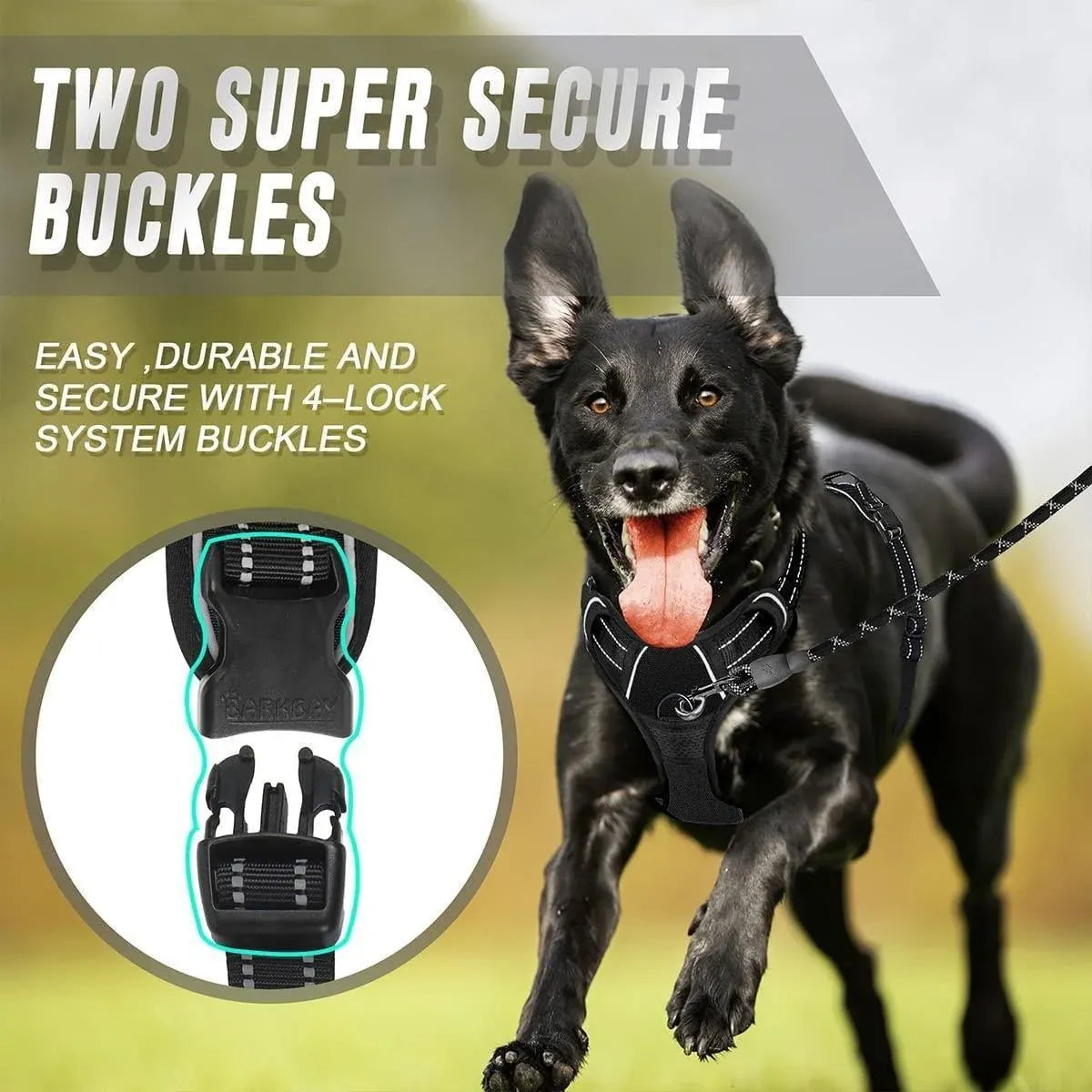 Adjustable No-Pull Dog Harness Vest S-XL Reflective Pet Training Outdoor Handle - Blue-XL