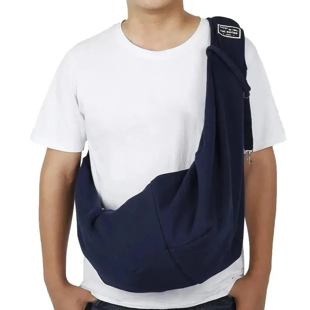 Portable Pet Sling Carrier Shoulder Bag for Small Dogs and Cats Travel Outdoor - Black