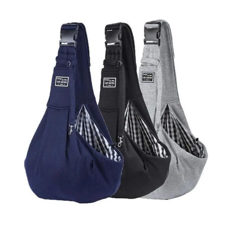 Portable Pet Sling Carrier Shoulder Bag for Small Dogs and Cats Travel Outdoor - Grey