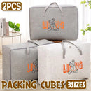 2pcs Cartoon Bear Luggage Organizer Storage Bags Blanket Quilt Closet Box Set - White-M
