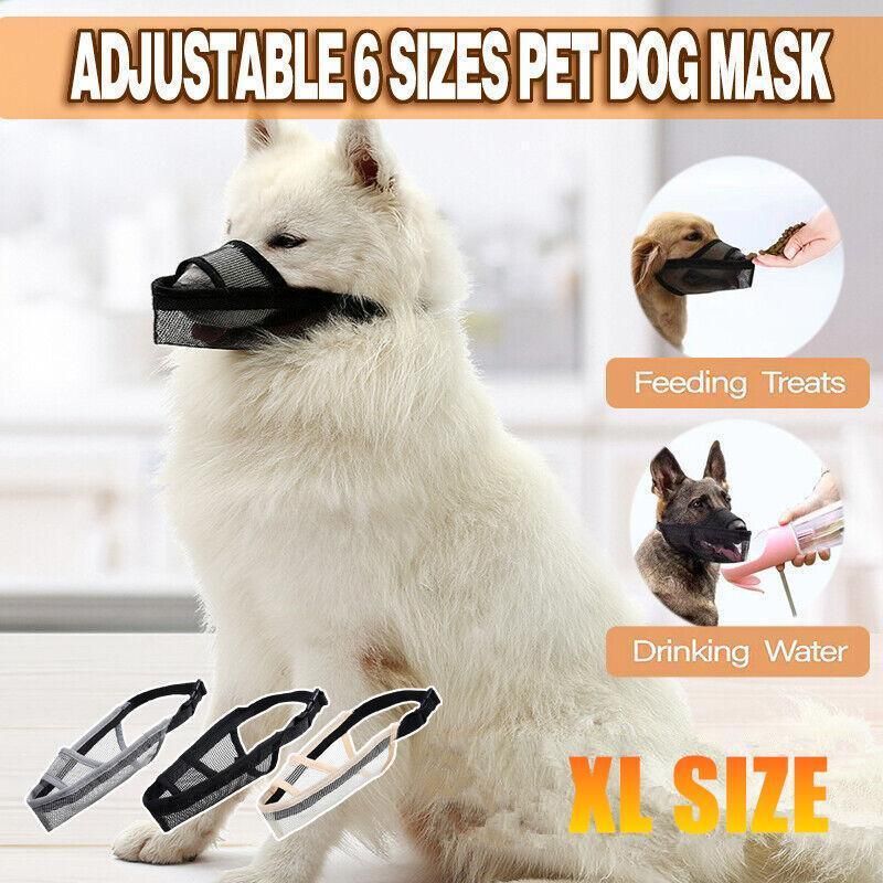 Adjustable XL Size Pet Dog Mask Mouth Muzzle Anti Barking Bite Stop Chewing Mask - Black