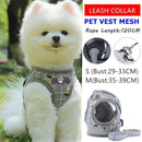 Grey Kitten Dog Cat Walking Harness Lead Leash Collar Pet Vest Mesh Adjustable - S