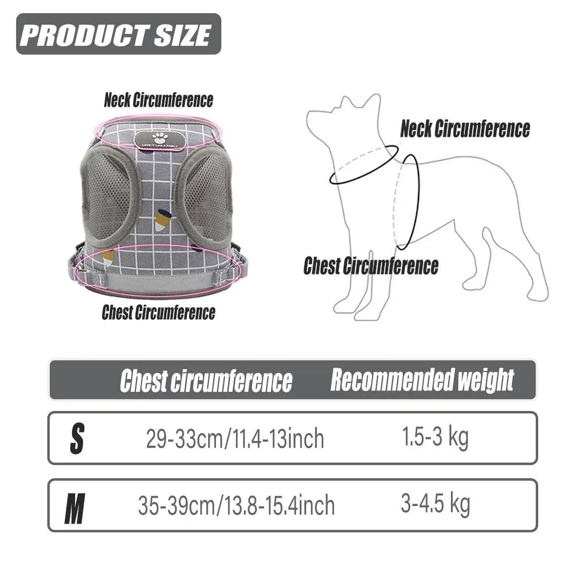 Grey Kitten Dog Cat Walking Harness Lead Leash Collar Pet Vest Mesh Adjustable - S