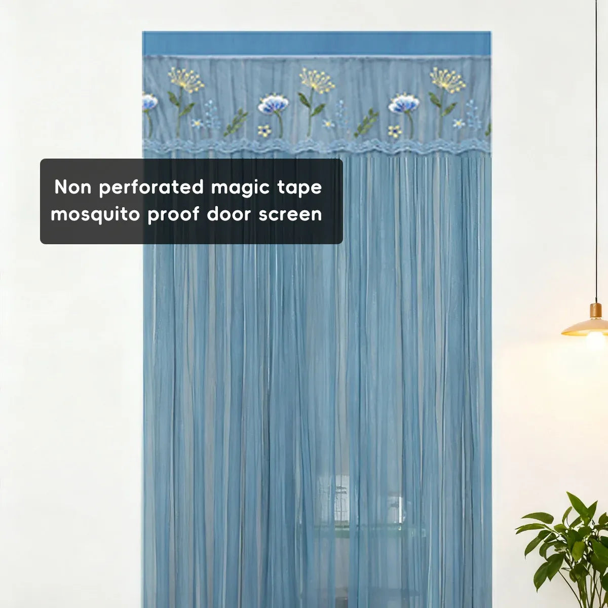 Door Curtain Breathable Insect Proof Durable High-Quality for Home Kitchen Use - Blue