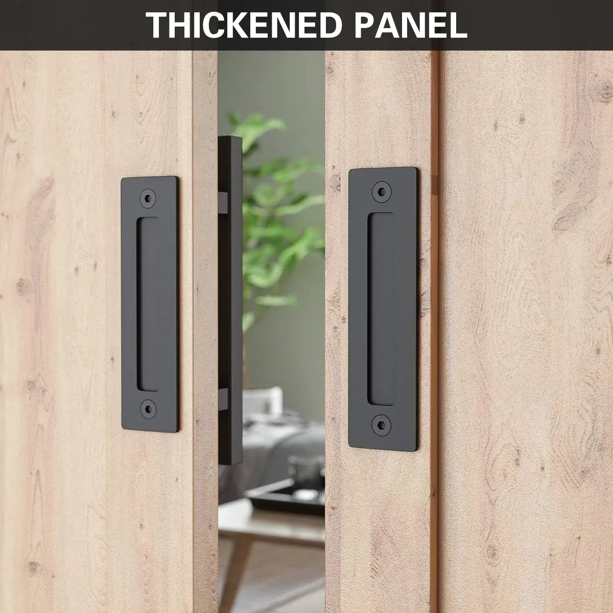 Black Carbon Steel Door Handle Easy to Install Durable Sturdy for Home Barn Door