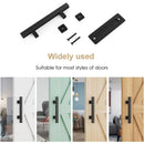 Black Carbon Steel Door Handle Easy to Install Durable Sturdy for Home Barn Door