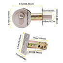 Door Double Sided Simple Lock High Strength Durable Brass Lock Core with Keys - Silver