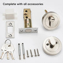 Door Double Sided Simple Lock High Strength Durable Brass Lock Core with Keys - Silver