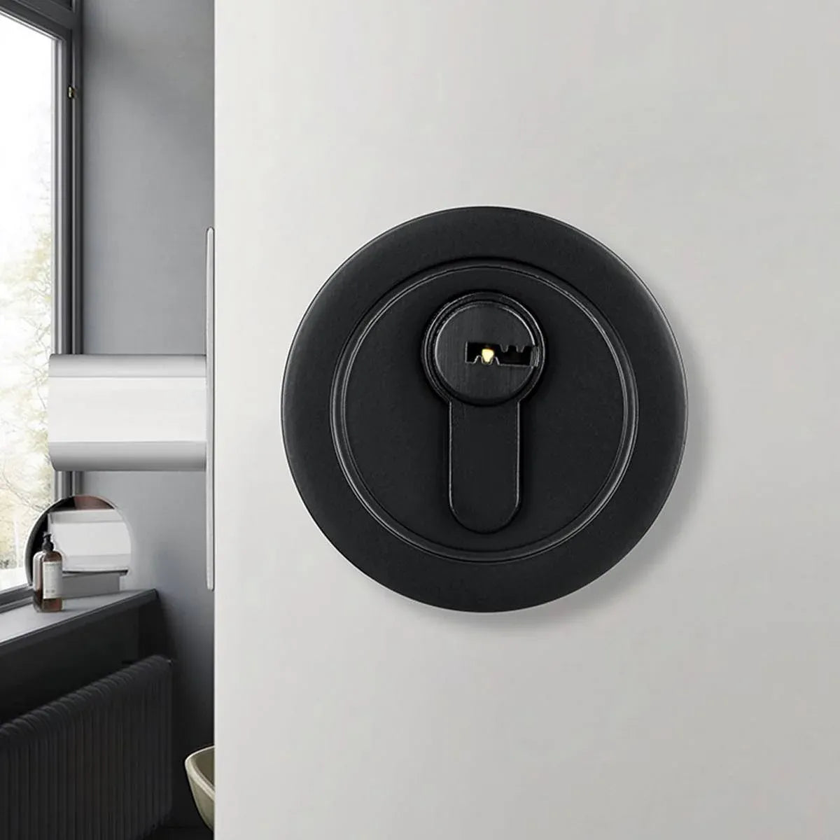 Door Double Sided Simple Lock High Strength Durable Brass Lock Core with Keys - Silver