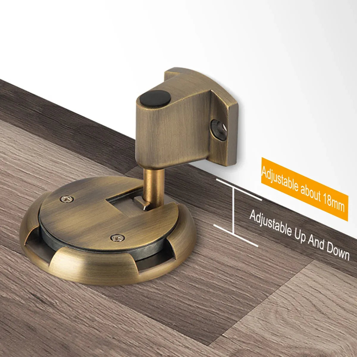 Push Lock Door Stop Floor Mounted Mechanical Door Holder Zinc Alloy - Bronze