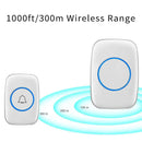 Wireless Doorbell Kit Home Call Button Remote Control White Waterproof Chime - White
