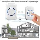 Wireless Doorbell Kit Home Call Button Remote Control White Waterproof Chime - White