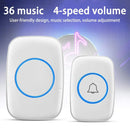 Wireless Doorbell Kit Home Call Button Remote Control White Waterproof Chime - White