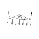 7-Hooks For Bedroom Over The Door Hanger Clothes Storage Towel Iron Hanging Rack - Black
