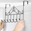 7-Hooks For Bedroom Over The Door Hanger Clothes Storage Towel Iron Hanging Rack - Black