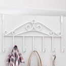 7-Hooks For Bedroom Over The Door Hanger Clothes Storage Towel Iron Hanging Rack - Black