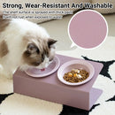 Ceramic Slanted Double Pet Bowl Cat Dog Food Water Bowl Non-Slip Feeding Dish - Green