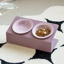Ceramic Slanted Double Pet Bowl Cat Dog Food Water Bowl Non-Slip Feeding Dish - Green