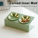Ceramic Slanted Double Pet Bowl Cat Dog Food Water Bowl Non-Slip Feeding Dish - Purple