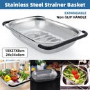 Stainless Steel Sink Basket Vegetable Washer Drain Rack Kitchen Storage Holder - 24x34x8cm