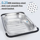 Stainless Steel Sink Basket Vegetable Washer Drain Rack Kitchen Storage Holder - 24x34x8cm