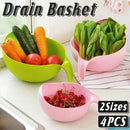 4pcs Multifunctional Plastic Rice Drainage Basket Vegetable Washing Basin Sieve