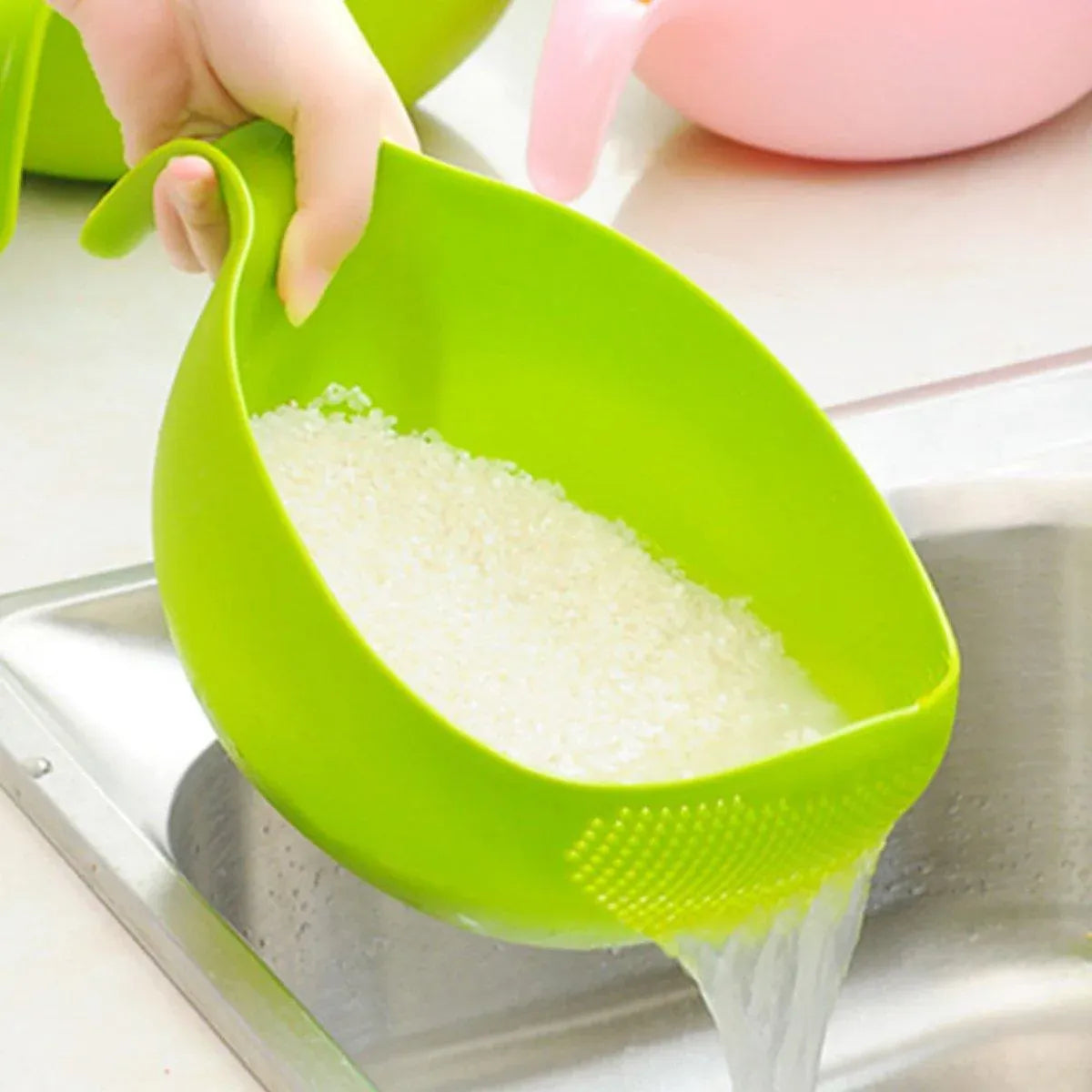 4pcs Multifunctional Plastic Rice Drainage Basket Vegetable Washing Basin Sieve