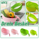 4pcs Multifunctional Plastic Rice Drainage Basket Vegetable Washing Basin Sieve