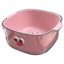 2 in 1 Cute Double Draining Fruit Basket Dishwashing Colander for Household - Pink