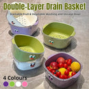 2 in 1 Cute Double Draining Fruit Basket Dishwashing Colander for Household - Purple