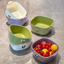 2 in 1 Cute Double Draining Fruit Basket Dishwashing Colander for Household - Purple
